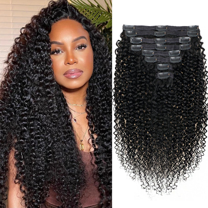 Tahikie Curly Wave Raw Hair Invisible Clip In Hair Extensions 100% Real Human Hair Clip Ins For Black Women Daily Waer