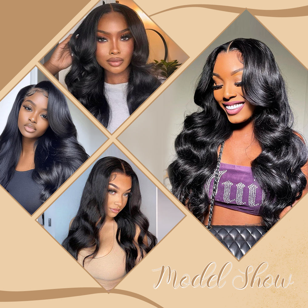 Tahikie V Part Body Wave Glueless No Leave Out 100% Human Hair Wig With Invisi Drawstring