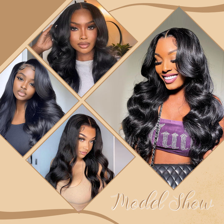Tahikie V Part Body Wave Glueless No Leave Out 100% Human Hair Wig With Invisi Drawstring
