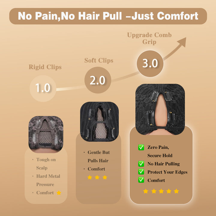 Tahikie V Part Body Wave Glueless No Leave Out 100% Human Hair Wig With Invisi Drawstring