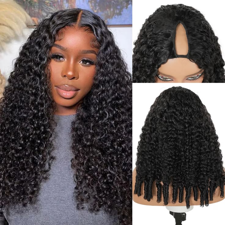 Tahikie V Part Burmese Curly Glueless No Leave Out 100% Human Hair Wig With Invisi Drawstring
