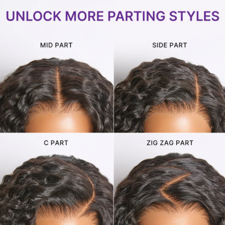 Deep Wave Hair 13x4 Lace Glueless Wigs Invisible Knotsless Natural Black 100% Human Hair