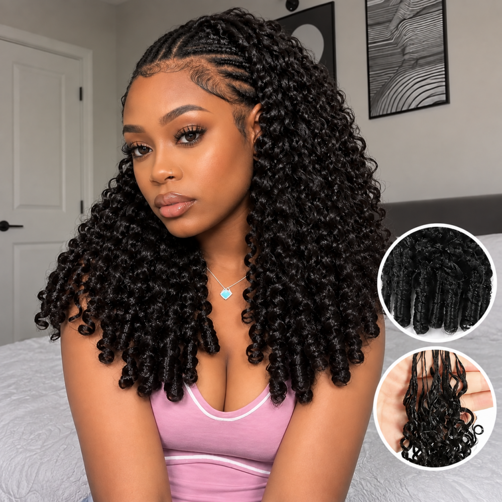 Feather Crochet Burmese Curly Human Hair Extensions Lightweight Fluffy Natural Look Crochet Hair Pre-Separated 50g/Pack Reusable