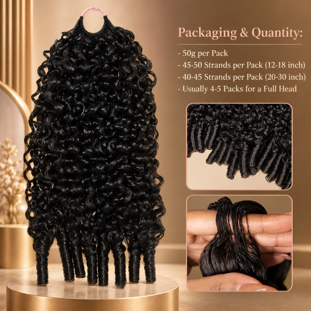 Feather Crochet Burmese Curly Human Hair Extensions Lightweight Fluffy Natural Look Crochet Hair Pre-Separated 50g/Pack Reusable