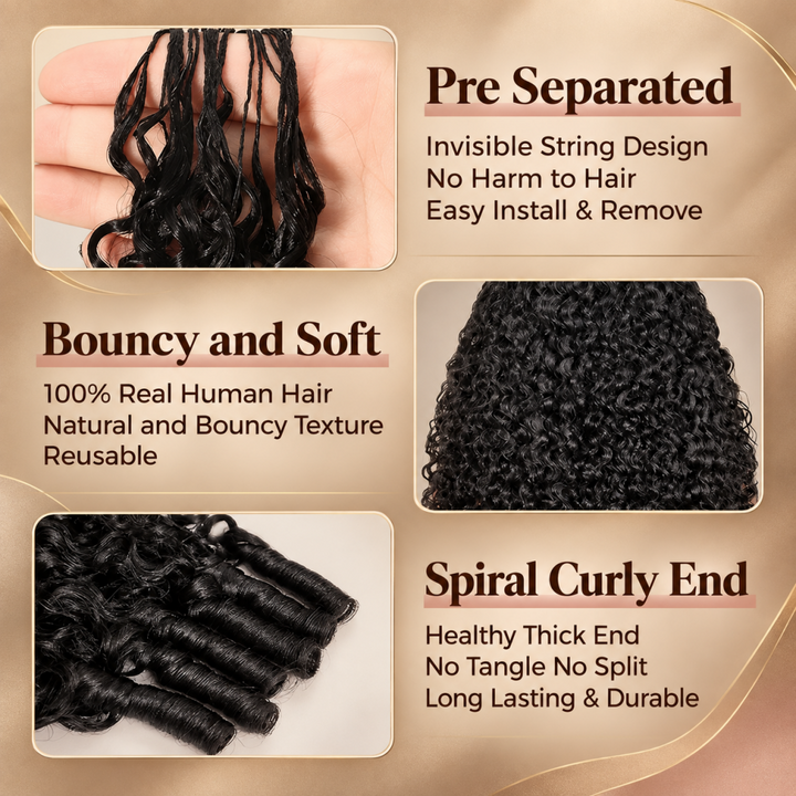 Feather Crochet Burmese Curly Human Hair Extensions Lightweight Fluffy Natural Look Crochet Hair Pre-Separated 50g/Pack Reusable