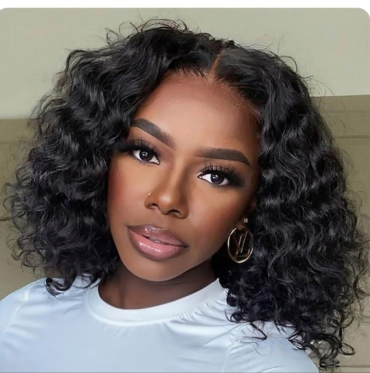 Tahikie V Part Water Wave Glueless No Leave Out 100% Human Hair Wig With Invisi Drawstring