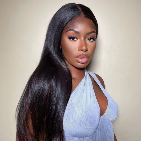Tahikie V Part Straight Glueless No Leave Out 100% Human Hair Wig With Invisi Drawstring