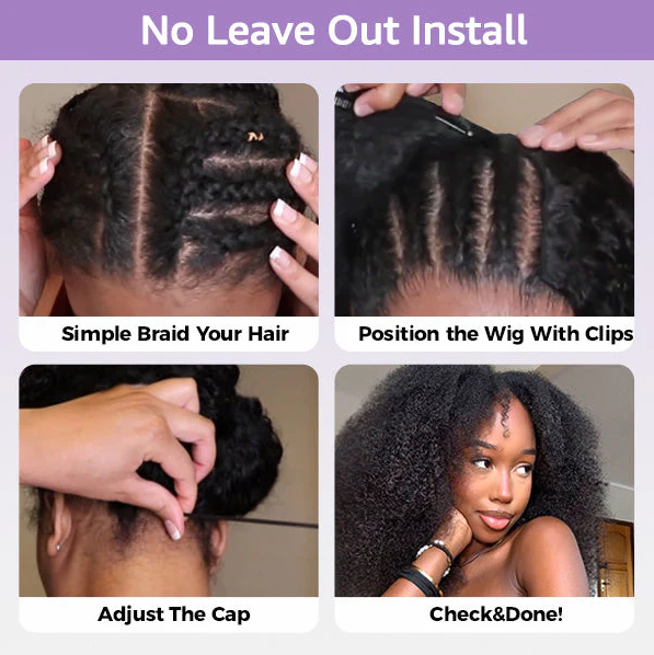 Tahikie V Part Water Wave Glueless No Leave Out 100% Human Hair Wig With Invisi Drawstring