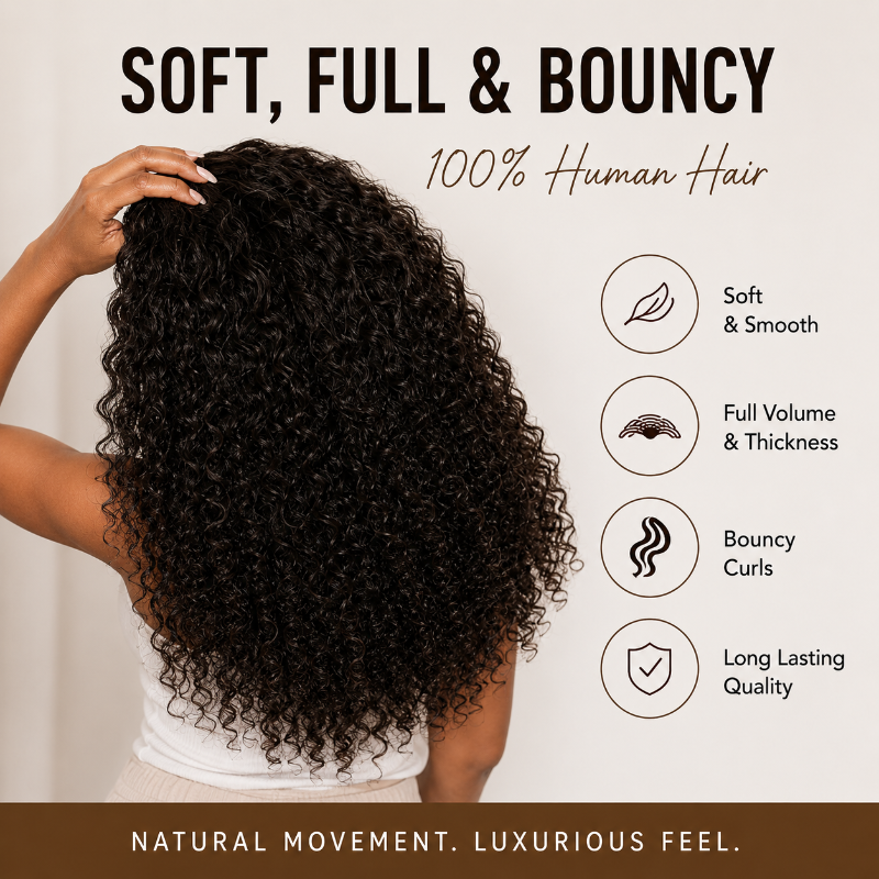 Tahikie Wear &amp; Go Burmese Curly Half Wig Human Hair Wig- Natural Blend Glueless Human Hair Half Wig for Black Women