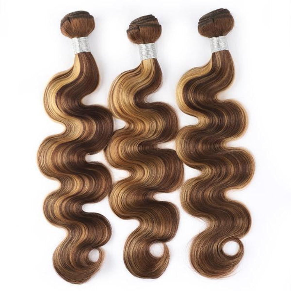 Tahikie Colored P4/27 Highlight Body Wave Raw Hair Bundles Human Hair - 100% Unprocessed Virgin Hair Wefts