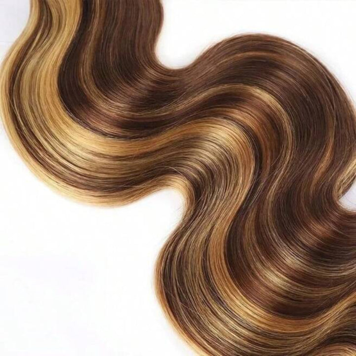 Tahikie Colored P4/27 Highlight Body Wave Raw Hair Bundles Human Hair - 100% Unprocessed Virgin Hair Wefts