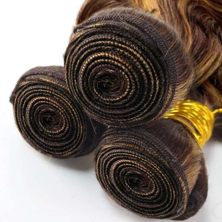 Tahikie Colored P4/27 Highlight Body Wave Raw Hair Bundles Human Hair - 100% Unprocessed Virgin Hair Wefts