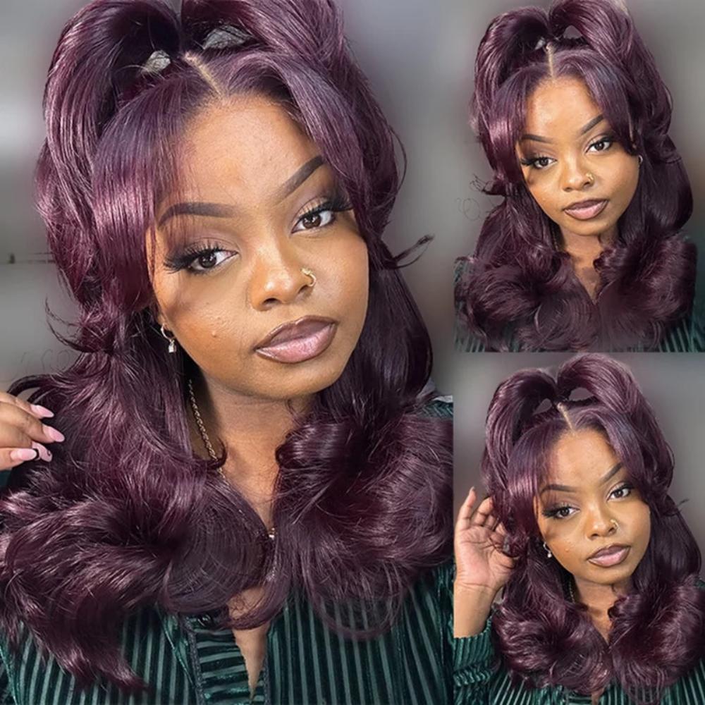 Tahikie Glueless Dark Purple Body 7x6/13x6 FULL Lace Frontal Wig 100% Colored Human Hair Wigs