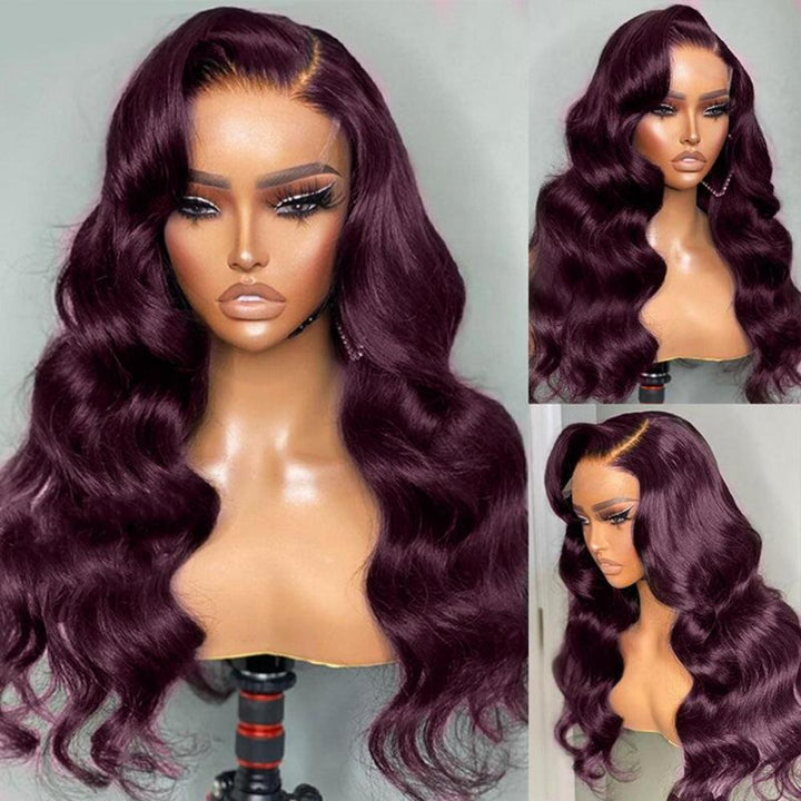 Tahikie Glueless Dark Purple Body 7x6/13x6 FULL Lace Frontal Wig 100% Colored Human Hair Wigs