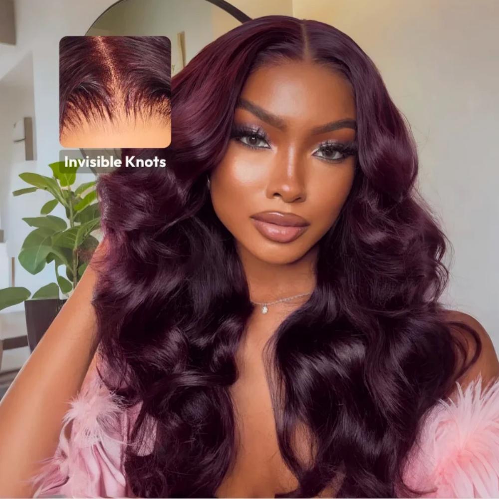Tahikie Glueless Dark Purple Body 7x6/13x6 FULL Lace Frontal Wig 100% Colored Human Hair Wigs