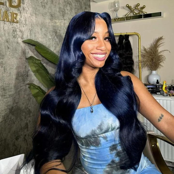 Tahikie Glueless Midnight Blue Body 7x6/13x6 FULL Lace Frontal Wig 100% Colored Human Hair Wigs