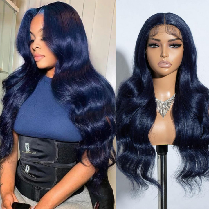 Tahikie Glueless Midnight Blue Body 7x6/13x6 FULL Lace Frontal Wig 100% Colored Human Hair Wigs