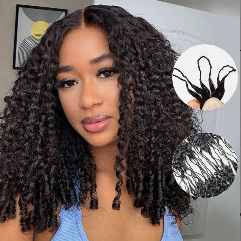 Feather Crochet Burmese Curly Human Hair Extensions Lightweight Fluffy Natural Look Crochet Hair