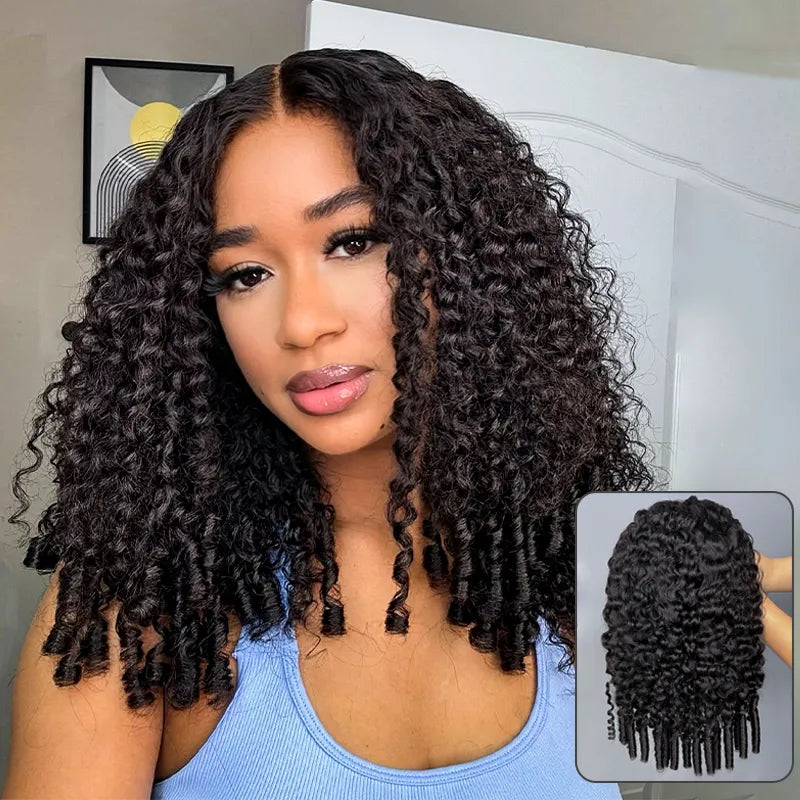 Tahikie Burmese Curly 360 Lace Frontal Wig Sung Fit Drawstring Human Hair Wig
