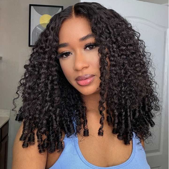 Tahikie Burmese Curly 360 Lace Frontal Wig Sung Fit Drawstring Human Hair Wig