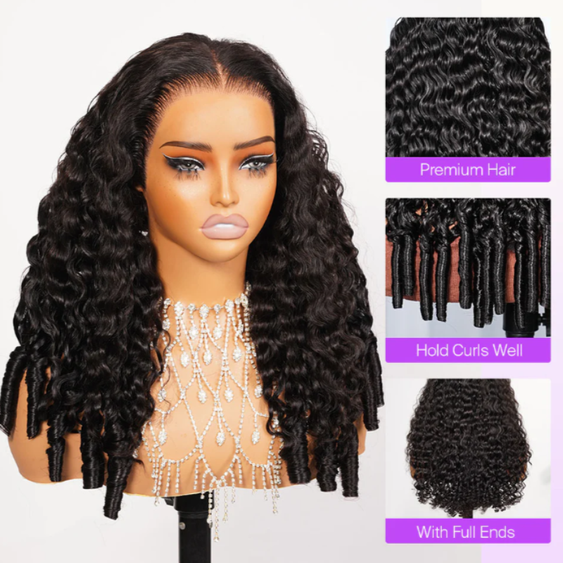 Tahikie Burmese Curly 360 Lace Frontal Wig Sung Fit Drawstring Human Hair Wig