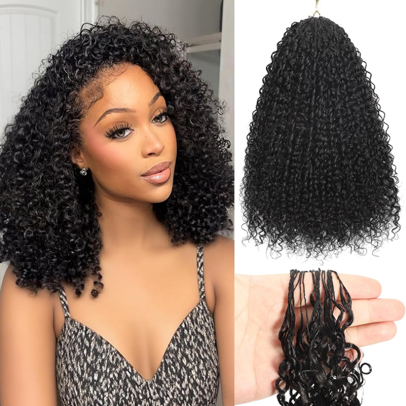 Feather Crochet Curly Wave Human Hair Extensions Lightweight Fluffy Natural Look Crochet Hair