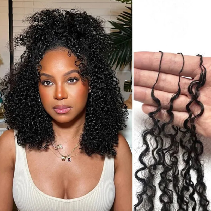 Feather Crochet Curly Wave Human Hair Extensions Lightweight Fluffy Natural Look Crochet Hair