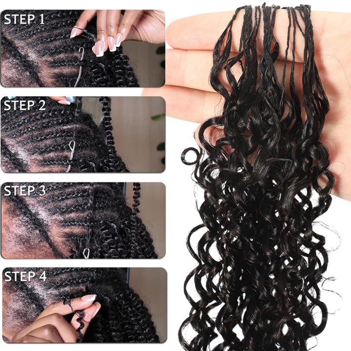 Feather Crochet Curly Wave Human Hair Extensions Lightweight Fluffy Natural Look Crochet Hair