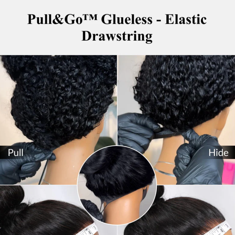 Tahikie Water Wave 360 Lace Frontal Wig Sung Fit Drawstring Human Hair Wig