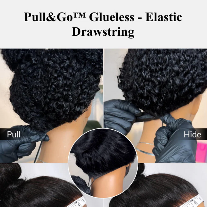 Tahikie Water Wave 360 Lace Frontal Wig Sung Fit Drawstring Human Hair Wig