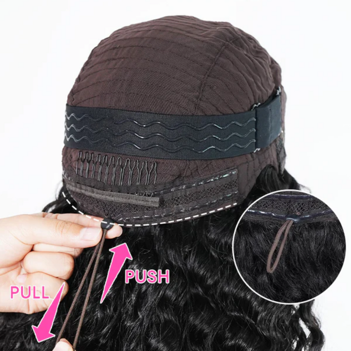 Tahikie Burmese Curly 360 Lace Frontal Wig Sung Fit Drawstring Human Hair Wig