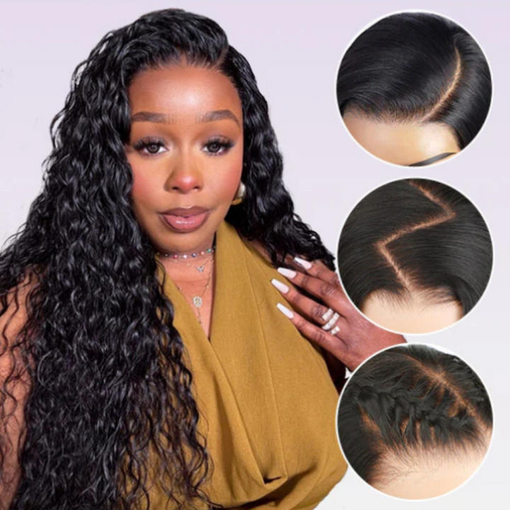 Tahikie Water Wave 360 Lace Frontal Wig Sung Fit Drawstring Human Hair Wig